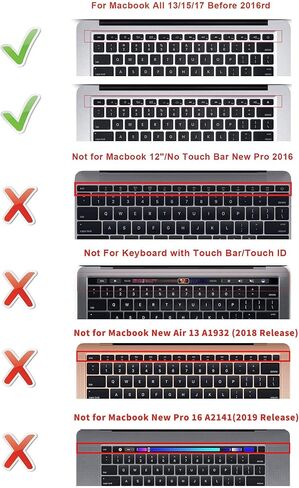 غطاء لوحة المفاتيح من السيليكون الروسي HRH لجهاز MacBook Air 13، لجهاز Macbook Pro 13/15/17 (مع أو بدون شاشة عرض شبكية العين، 2015 أو إصدار أقدم) ولحامي لوحة المفاتيح بتصميم الاتحاد الأوروبي الأقدم لجهاز iMac - أسود in Saudi Arabia