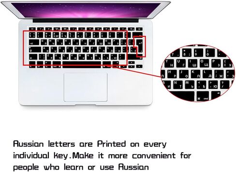 غطاء لوحة المفاتيح من السيليكون الروسي HRH لجهاز MacBook Air 13، لجهاز Macbook Pro 13/15/17 (مع أو بدون شاشة عرض شبكية العين، 2015 أو إصدار أقدم) ولحامي لوحة المفاتيح بتصميم الاتحاد الأوروبي الأقدم لجهاز iMac - أسود in Saudi Arabia