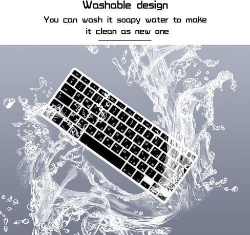 غطاء لوحة المفاتيح من السيليكون الروسي HRH لجهاز MacBook Air 13، لجهاز Macbook Pro 13/15/17 (مع أو بدون شاشة عرض شبكية العين، 2015 أو إصدار أقدم) ولحامي لوحة المفاتيح بتصميم الاتحاد الأوروبي الأقدم لجهاز iMac - أسود in Saudi Arabia
