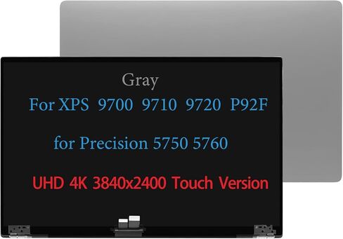 شاشة بديلة LCD مقاس 17.3 بوصة 3840x2400 UHD 4K لجهاز Dell XPS 17 9700 9710 P92F للدقة 5750 5760 7JXK8 07JXK8 TC03-TVD8G 0TVD8G TB02-TVD8G شاشة LCD بمفصلات علوية تعمل باللمس (فضي) in Kuwait