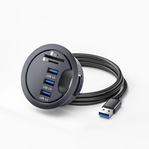 ChenYang USB 3.0 Flush Mount Desktop HUB,2 USB 3.0 Port/1 USB C Port HUB Grommet Hole 2.36"(60mm) with SD/TF Card Reader Port in Saudi Arabia