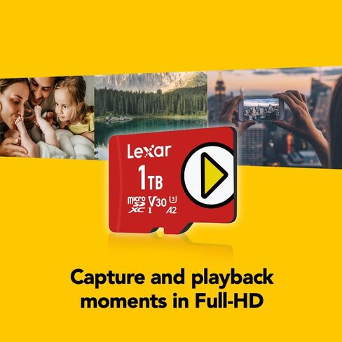 بطاقة Lexar 1 تيرابايت (2-Pack) Play microSDXC مع محول SD، UHS-I، U3، V30، A2، فيديو 4K، سرعة تصل إلى 160/100 ميجابايت/ثانية، مساحة تخزين موسعة لنظام Nintendo-Switch، وأجهزة الألعاب، والهواتف الذكية، والأجهزة اللوحية (LMSPLAY001T-B2ANU) in Saudi Arabia