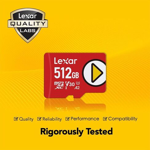 بطاقة Lexar 1 تيرابايت (2-Pack) Play microSDXC مع محول SD، UHS-I، U3، V30، A2، فيديو 4K، سرعة تصل إلى 160/100 ميجابايت/ثانية، مساحة تخزين موسعة لنظام Nintendo-Switch، وأجهزة الألعاب، والهواتف الذكية، والأجهزة اللوحية (LMSPLAY001T-B2ANU) in Saudi Arabia
