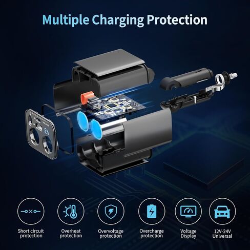 Paiholy 5 في 1 شاحن سيارة قابل للسحب ولاعة سجائر، شاحن سيارة سريع 159 وات مع كابل قابل للسحب 2 في 1، منفذ USB مزدوج ولاعة سجائر مزدوجة، متوافق مع iPhone، الأجهزة الإلكترونية للسيارة in Kuwait