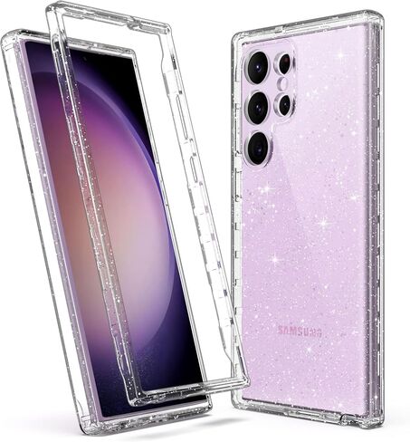 ULAK Compatible with Samsung Galaxy S23 Ultra 5G Case, Heavy Duty Shockproof Hybrid Soft TPU Bumper Drop Protection Transparent Phone Case for Galaxy S23 Ultra 5G 6.8 inch - Clear Glitter in Saudi Arabia