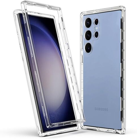 ULAK Compatible with Samsung Galaxy S23 Ultra 5G Case, Heavy Duty Shockproof Hybrid Soft TPU Bumper Drop Protection Transparent Phone Case for Galaxy S23 Ultra 5G 6.8 inch - Clear Glitter in Kuwait