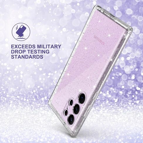 ULAK Compatible with Samsung Galaxy S23 Ultra 5G Case, Heavy Duty Shockproof Hybrid Soft TPU Bumper Drop Protection Transparent Phone Case for Galaxy S23 Ultra 5G 6.8 inch - Clear Glitter in Saudi Arabia