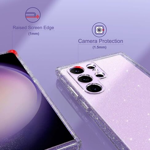 ULAK Compatible with Samsung Galaxy S23 Ultra 5G Case, Heavy Duty Shockproof Hybrid Soft TPU Bumper Drop Protection Transparent Phone Case for Galaxy S23 Ultra 5G 6.8 inch - Clear Glitter in Saudi Arabia