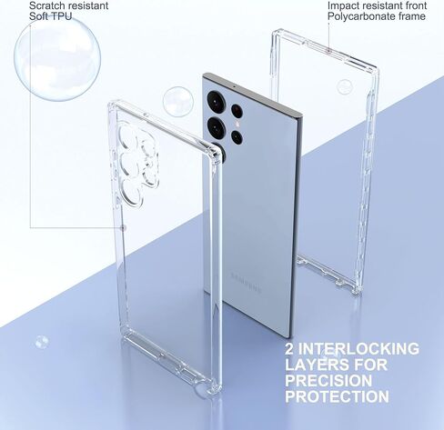 ULAK Compatible with Samsung Galaxy S23 Ultra 5G Case, Heavy Duty Shockproof Hybrid Soft TPU Bumper Drop Protection Transparent Phone Case for Galaxy S23 Ultra 5G 6.8 inch - Clear Glitter in Kuwait