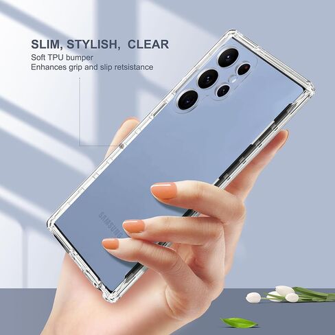 ULAK Compatible with Samsung Galaxy S23 Ultra 5G Case, Heavy Duty Shockproof Hybrid Soft TPU Bumper Drop Protection Transparent Phone Case for Galaxy S23 Ultra 5G 6.8 inch - Clear Glitter in Kuwait