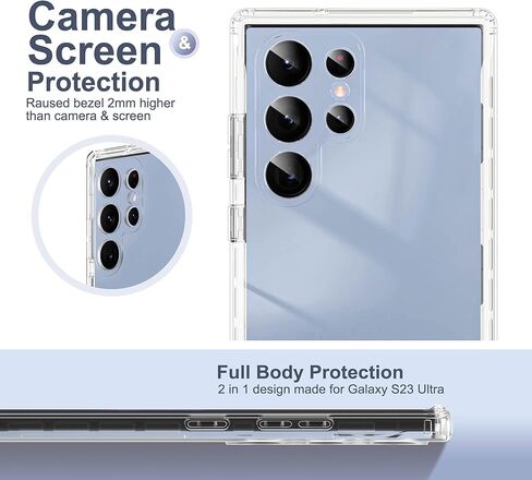 ULAK Compatible with Samsung Galaxy S23 Ultra 5G Case, Heavy Duty Shockproof Hybrid Soft TPU Bumper Drop Protection Transparent Phone Case for Galaxy S23 Ultra 5G 6.8 inch - Clear Glitter in Kuwait