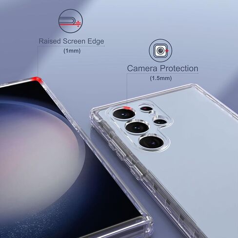 ULAK Compatible with Samsung Galaxy S23 Ultra 5G Case, Heavy Duty Shockproof Hybrid Soft TPU Bumper Drop Protection Transparent Phone Case for Galaxy S23 Ultra 5G 6.8 inch - Clear Glitter in Kuwait