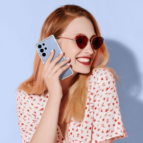 ULAK Compatible with Samsung Galaxy S23 Ultra 5G Case, Heavy Duty Shockproof Hybrid Soft TPU Bumper Drop Protection Transparent Phone Case for Galaxy S23 Ultra 5G 6.8 inch - Clear Glitter in Kuwait