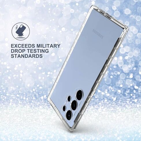 ULAK Compatible with Samsung Galaxy S23 Ultra 5G Case, Heavy Duty Shockproof Hybrid Soft TPU Bumper Drop Protection Transparent Phone Case for Galaxy S23 Ultra 5G 6.8 inch - Clear Glitter in Kuwait