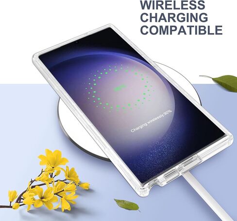 ULAK Compatible with Samsung Galaxy S23 Ultra 5G Case, Heavy Duty Shockproof Hybrid Soft TPU Bumper Drop Protection Transparent Phone Case for Galaxy S23 Ultra 5G 6.8 inch - Clear Glitter in Kuwait