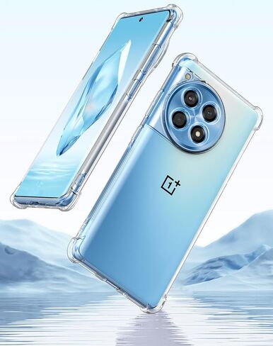 حافظة لهاتف OnePlus 12R، غطاء هاتف شفاف مزود بمصد زاوية معزز، حافظة TPU مرنة مقاومة للصدمات لهاتف OnePlus 12R - شفاف in Kuwait