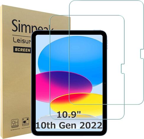 واقي شاشة Simpeak مكون من قطعتين متوافق مع iPad 10 Generation 10.9" 2022، واقي شاشة من الزجاج المقوى متوافق مع iPad 10th، سهل التركيب [9H صلب] [مضاد لبصمات الأصابع] [خالٍ من الفقاعات] in Saudi Arabia