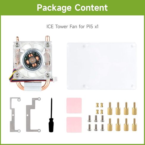 مروحة تبريد وحدة المعالجة المركزية Waveshare ICE Tower، متوافقة مع Raspberry Pi 5، أنبوب نحاسي على شكل حرف U، زعانف تبريد، مبرد مع RGB LED ملون in Saudi Arabia