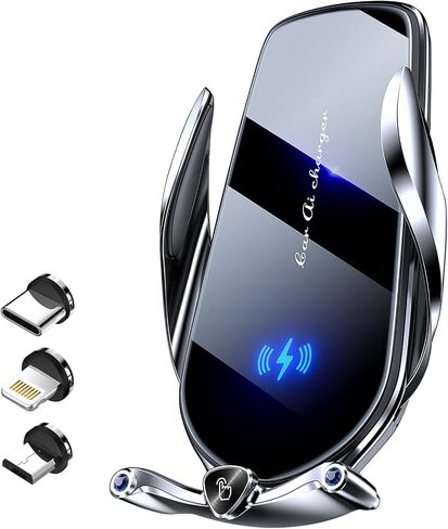 Wireless Car Charger, 15 Watt Fast Charging Auto Clamping Car Charger Cell Phone Holder, Universal Hands-Free Car Charger Holder in Saudi Arabia