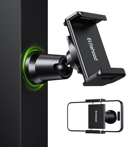 حامل هاتف مغناطيسي من Elitehood Gym، حامل هاتف مغناطيسي يدور 360 درجة لصالة الألعاب الرياضية، حامل هاتف بقاعدة مغناطيسية شديدة التحمل متصل بسطح الحديد، متوافق مع جميع الهواتف المحمولة in Kuwait