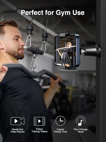 حامل هاتف مغناطيسي من Elitehood Gym، حامل هاتف مغناطيسي يدور 360 درجة لصالة الألعاب الرياضية، حامل هاتف بقاعدة مغناطيسية شديدة التحمل متصل بسطح الحديد، متوافق مع جميع الهواتف المحمولة in Kuwait