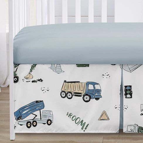Sweet Jojo Designs Construction Truck Baby Boy Nursery Crib Bedding Set - 4 pieces - Grey Yellow Black Blue and Green Transportation Chevron Arrow in Saudi Arabia