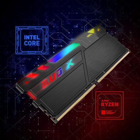 ذاكرة الوصول العشوائي GeIL EVO X II DDR4، 16 جيجابايت (8 جيجابايت × 2) 3600 ميجاهرتز 1.35 فولت XMP2.0، متوافقة مع Intel/AMD، ذاكرة سطح المكتب عالية السرعة DIMM طويلة، إنشاء محتوى للألعاب/الوسائط المتعددة/بث مباشر عالي الجودة in Kuwait