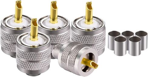 5PCS PL-259 UHF Male Connectors 50 Ohm PL259 Male Plug Crimp RF Coax Connector Adapter for RG-213 LMR-400 RG8 RG59 Low Loss Coax Cable Compatiable with Ham Radio in Saudi Arabia