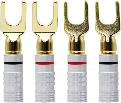 CERRXIAN Gold Plated 45 Degree Y Speaker Spade Connectors Fork Terminal Screw Locking Plug for DIY Speaker Wire,Insulated Connector Electrical Crimp Terminal (4pcs) in Saudi Arabia