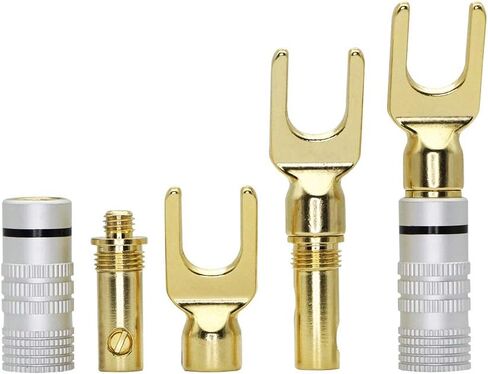 CERRXIAN Gold Plated 45 Degree Y Speaker Spade Connectors Fork Terminal Screw Locking Plug for DIY Speaker Wire,Insulated Connector Electrical Crimp Terminal (4pcs) in Saudi Arabia