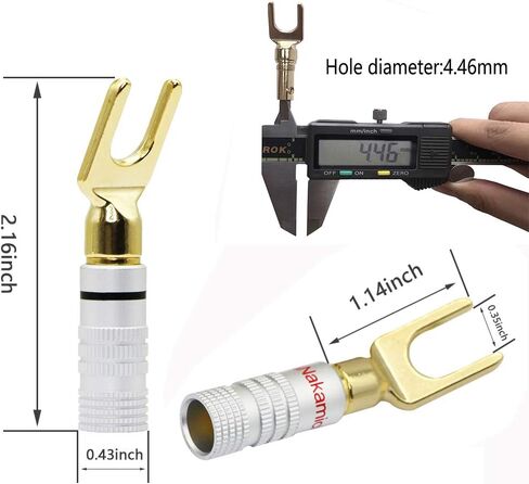 CERRXIAN Gold Plated 45 Degree Y Speaker Spade Connectors Fork Terminal Screw Locking Plug for DIY Speaker Wire,Insulated Connector Electrical Crimp Terminal (4pcs) in Saudi Arabia