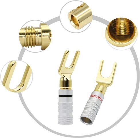 CERRXIAN Gold Plated 45 Degree Y Speaker Spade Connectors Fork Terminal Screw Locking Plug for DIY Speaker Wire,Insulated Connector Electrical Crimp Terminal (4pcs) in Saudi Arabia