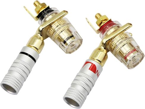 CERRXIAN Gold Plated 45 Degree Y Speaker Spade Connectors Fork Terminal Screw Locking Plug for DIY Speaker Wire,Insulated Connector Electrical Crimp Terminal (4pcs) in Saudi Arabia