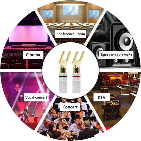 CERRXIAN Gold Plated 45 Degree Y Speaker Spade Connectors Fork Terminal Screw Locking Plug for DIY Speaker Wire,Insulated Connector Electrical Crimp Terminal (4pcs) in Saudi Arabia