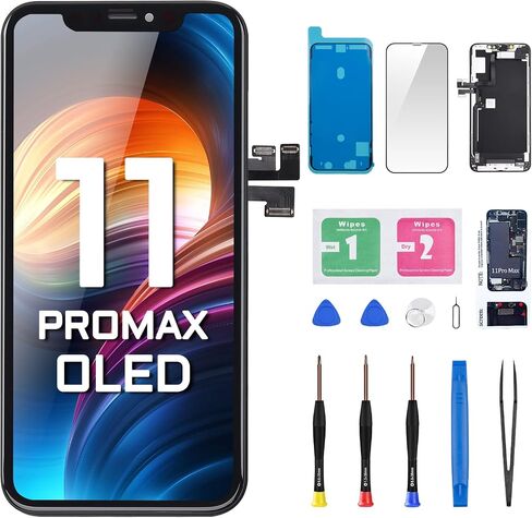 [OLED for iPhone 11 PRO MAX Screen Replacement with Front Speaker Proximity Sensor Repair OLED 3D Touch 6.5" Display Digitizer Full Assembly Fix Tools Kit 11promax Glass A2218 A2220 A2161 in Saudi Arabia