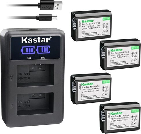 Kastar 2-Pack NP-FW50 Battery and LED2 USB Charger Compatible with Sony ILCE-6100, alpha α6100, a6100, ILCE-6300, alpha α6300, a6300, ILCE-6400, alpha α6400, a6400, ILCE-6500, alpha α6500 Camera in Saudi Arabia