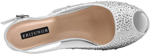 ERIJUNOR Women High Heel Peep Toe Rhinestones Slingback Platform Pumps Wedding Evening Dress Shoes in Kuwait
