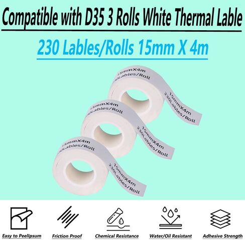 2 Rolls Label Tapes Compatible for Phomemo D35 Label Maker Thermal Sticker Labels 0.59"x13ft (15mmx4m) Transparent Paper for Home School (Transparent, 15mm*4m+2R) in Saudi Arabia