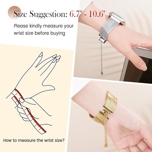 شريط شرابة من الفولاذ المقاوم للصدأ من Goton لأشرطة ساعة Apple 38 مم 40 مم 41 مم 42 مم 44 مم 45 مم 49 مم للنساء، حزام بديل لسلسلة iWatch الأنيقة مصمم لسلسلة iWatch Ultra SE 9 8 7 6 5 4 3 2 1 in Kuwait