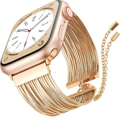 شريط شرابة من الفولاذ المقاوم للصدأ من Goton لأشرطة ساعة Apple 38 مم 40 مم 41 مم 42 مم 44 مم 45 مم 49 مم للنساء، حزام بديل لسلسلة iWatch الأنيقة مصمم لسلسلة iWatch Ultra SE 9 8 7 6 5 4 3 2 1 in Kuwait