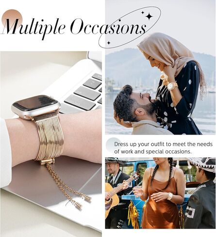 شريط شرابة من الفولاذ المقاوم للصدأ من Goton لأشرطة ساعة Apple 38 مم 40 مم 41 مم 42 مم 44 مم 45 مم 49 مم للنساء، حزام بديل لسلسلة iWatch الأنيقة مصمم لسلسلة iWatch Ultra SE 9 8 7 6 5 4 3 2 1 in Kuwait