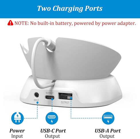 حامل شحن PlusAcc لجهاز Google Nest Mini مع منافذ شحن USB-C وUSB-A، وقاعدة حامل طاولة لشحن الهواتف المحمولة وسماعات الأذن، وقاعدة غير قابلة للانزلاق (أبيض) in Kuwait