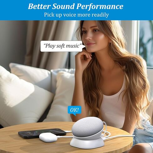 حامل شحن PlusAcc لجهاز Google Nest Mini مع منافذ شحن USB-C وUSB-A، وقاعدة حامل طاولة لشحن الهواتف المحمولة وسماعات الأذن، وقاعدة غير قابلة للانزلاق (أبيض) in Kuwait