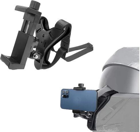 حامل خوذة الهاتف لهاتف iPhone 14 Pro Max 13 12 11 10، حزام الذقن لخوذة الدراجة النارية لـ GoPro Hero 11/10/9/8/7/(2018)/6/5 أسود، DJI Osmo Action 3/2، Insta360 ONE R، و اكثر in Kuwait