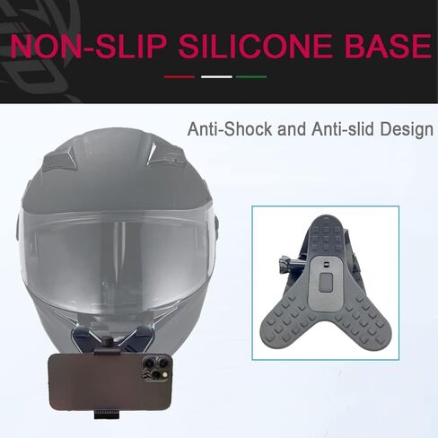 حامل خوذة الهاتف لهاتف iPhone 14 Pro Max 13 12 11 10، حزام الذقن لخوذة الدراجة النارية لـ GoPro Hero 11/10/9/8/7/(2018)/6/5 أسود، DJI Osmo Action 3/2، Insta360 ONE R، و اكثر in Kuwait