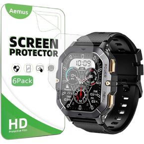 Screen Protector Compatible for Bambooinn, DEKELIFE C28 Smart Watch 2.02" (6 Pack) HD PET Film, Compatible for OUKITEL BT101 Military Smart Watch