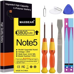 MAXBEAR Galaxy Note 5 Battery, (Upgraded) 3800mAh 3.85V Li-Polymer Replacement Battery EB-BN920ABE for Samsung Galaxy Note 5 SM-N920 N920T N920A N920P N920V with Repair Tool Kit