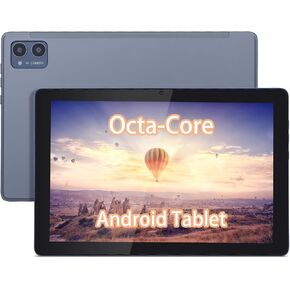 10 inch Android 12 Tablet PC with Octa-Core CPU, 64GB Storage Expandable up to 1TB, 1280x800 IPS HD Display, 13MP Dual Cameras, 6000mAh Battery, WiFi/Bluetooth 5.0, Android App Store Access (Gray)