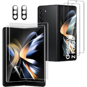 [واقي شاشة أمامي من الزجاج المقسى 6 في 1 لهاتف Samsung Galaxy Z Fold 5+ طبقة داخلية ناعمة من مادة TPU تحمي الشاشة الكبيرة + واقي عدسة الكاميرا [مقاوم للخدش] [خالٍ من الفقاعات] in Kuwait