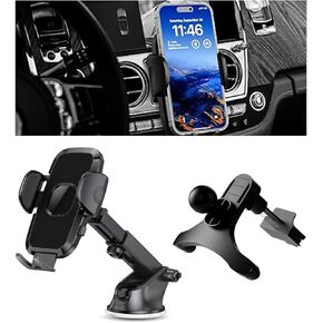 Car Phone Holder Mount, 3-in-1 Suction Phone Mount for Car Dashboard/Air Vent/Windshield, Adjustable Hand Free Holder, Car Phone Mount for iPhone & Samsung & All 5.9" to 9.0" Phones